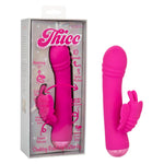Thicc Chubby Rotating Butterfly Waterproof Silicone Rechargeable Rabbit Vibrator Pink - Se-0650-35-3