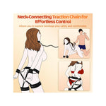 Sex Bondage Restraints Bdsm Kit 9 Pcs Handcuffs Ankle Collar Cuffs Thigh Cuff Blindfold Waist Strap Cross Strap Traction Chain Sex Toys Adjustable For Couple Men And Women