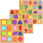 Wooden Alphabet and Number Puzzle Set for Kids Ages 3-5