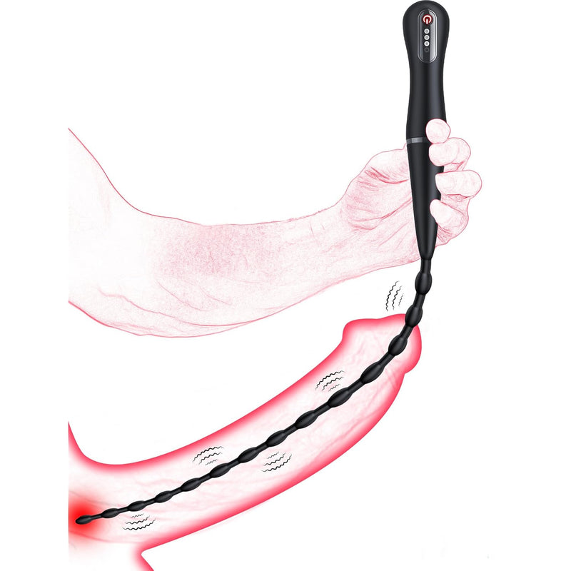 Sounding Rods Urethra Vibrator Sex Toys For Men, Vibrating Urethral Sound Anal Beads Male Vibrator, Penis Plug Stretcher Testicle Prostate Toy, Flexible Silicone Cock Dilator For Beginner & Bdsm Play