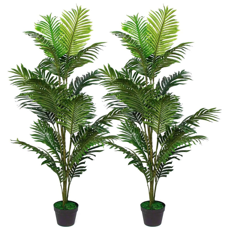 Artificial Palm Tree Indoor 5~6Ft Tall Set Of 2 Fake Palm Tree 5.2 Ft Large In