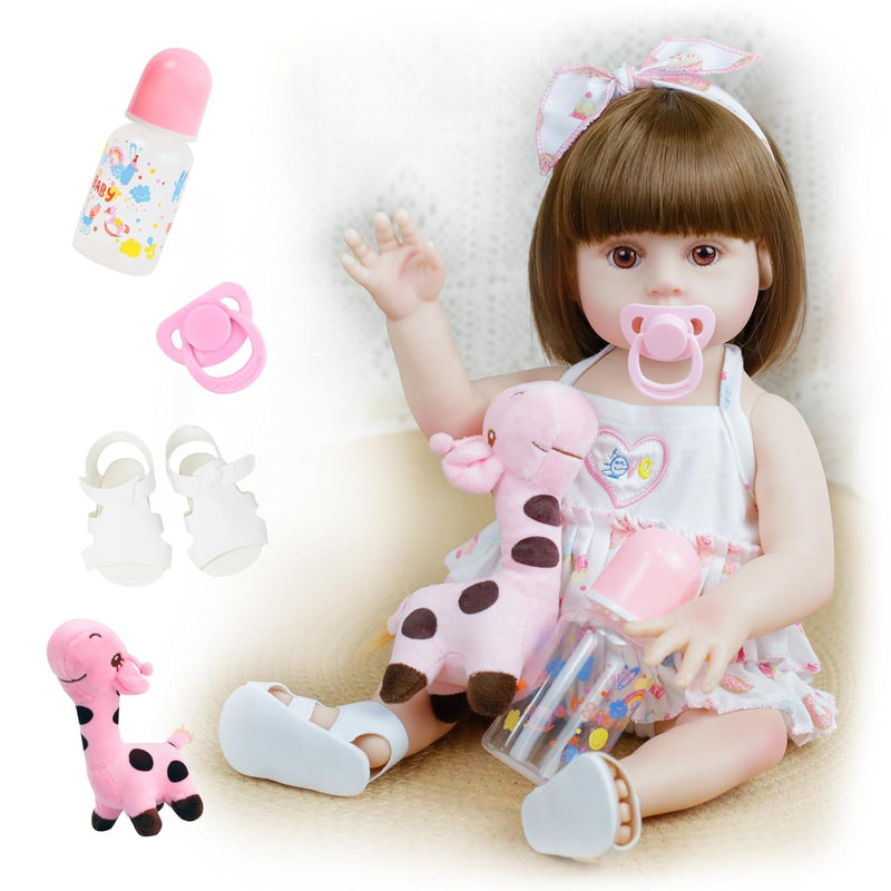 Lifelike Reborn Baby Dolls 18 Inch Realistic Newborn Girl Baby Doll With Do