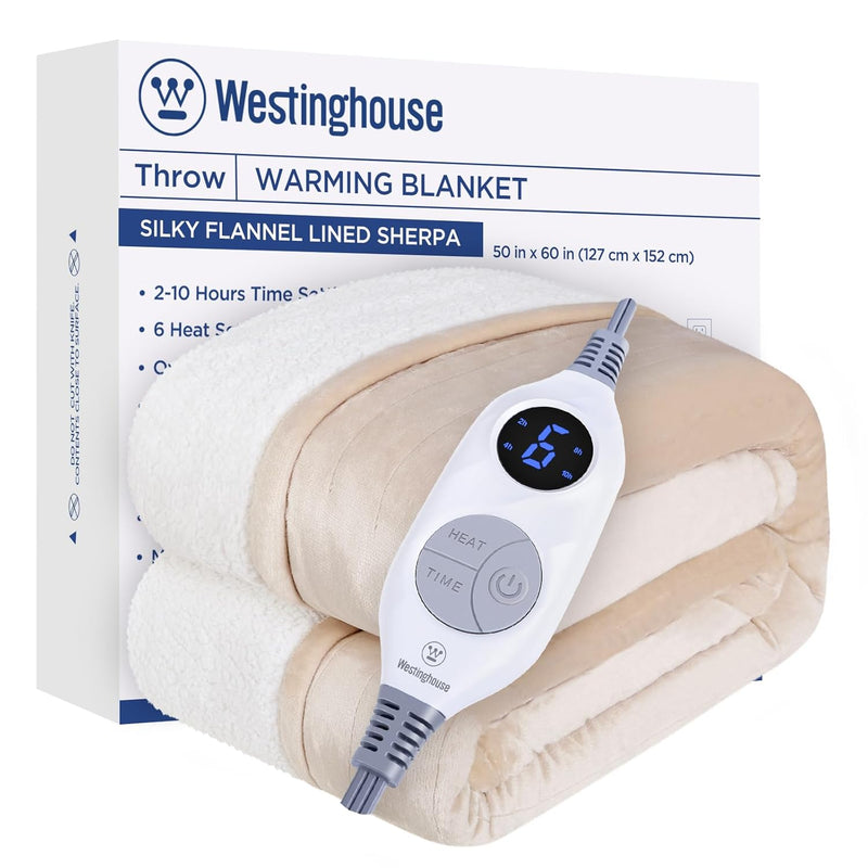 Westinghouse Heated Throw Blanket, Soft Flannel To Sherpa Electric Throw With