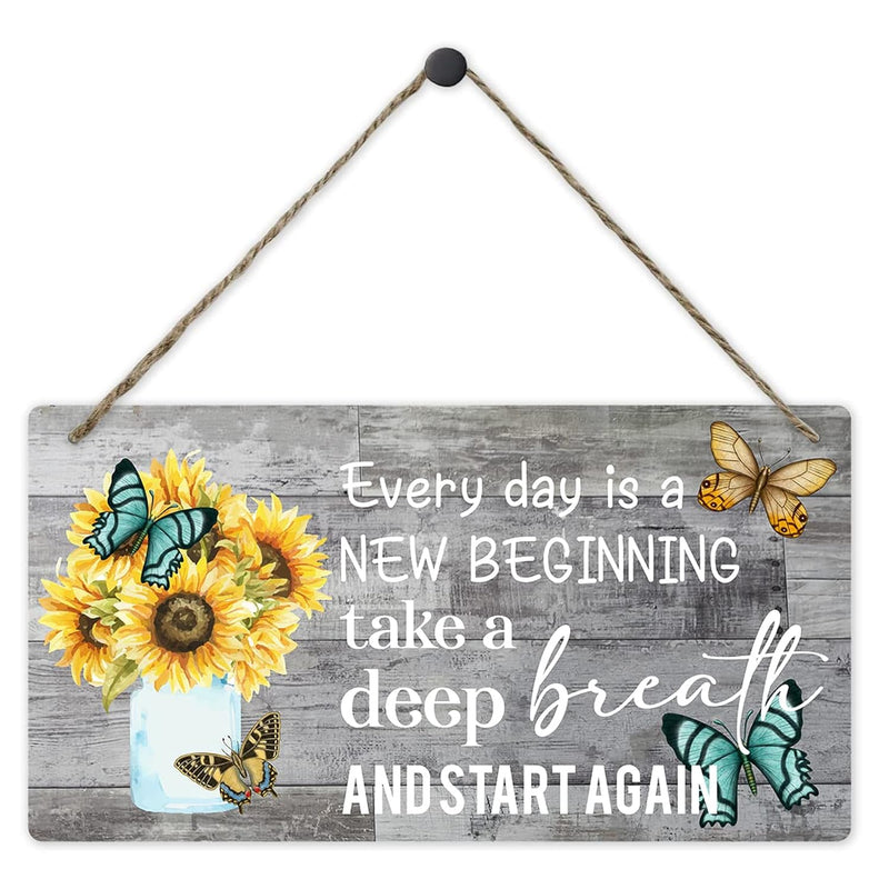 Every Day Is A New Beginning - Dandelion Butterfly Wooden Wall Art, Motivation