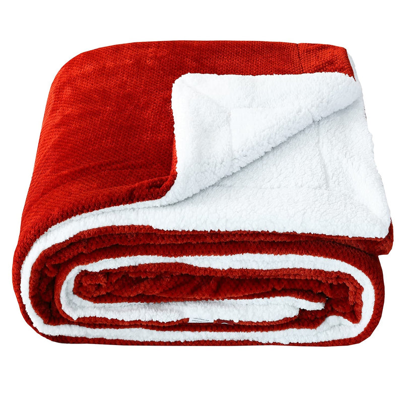 Waffle Sherpa Fleece Throw Blanket, Super Soft Fuzzy Warm, Lightweight Fluffy