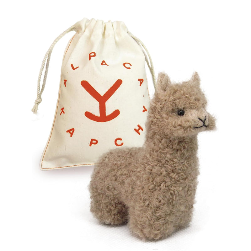 Handmade Baby Alpaca Wool Ornament, 3.5 Inch Felted Beige Alpaca Decoration