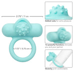 Silicone Rechargeable Nubby Lover’S Delight Cock Ring Vibrator For Men- Se-1841-22-3 Teal