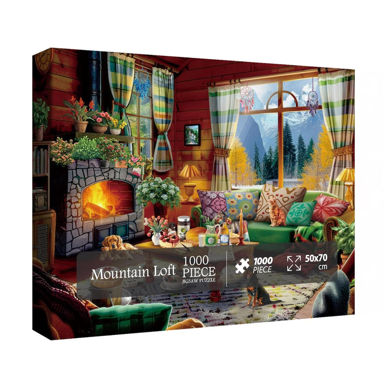 Cozy Cabin Winter Scene Puzzle 1000 Piece For Adults, Book Cozytime Jigsaw