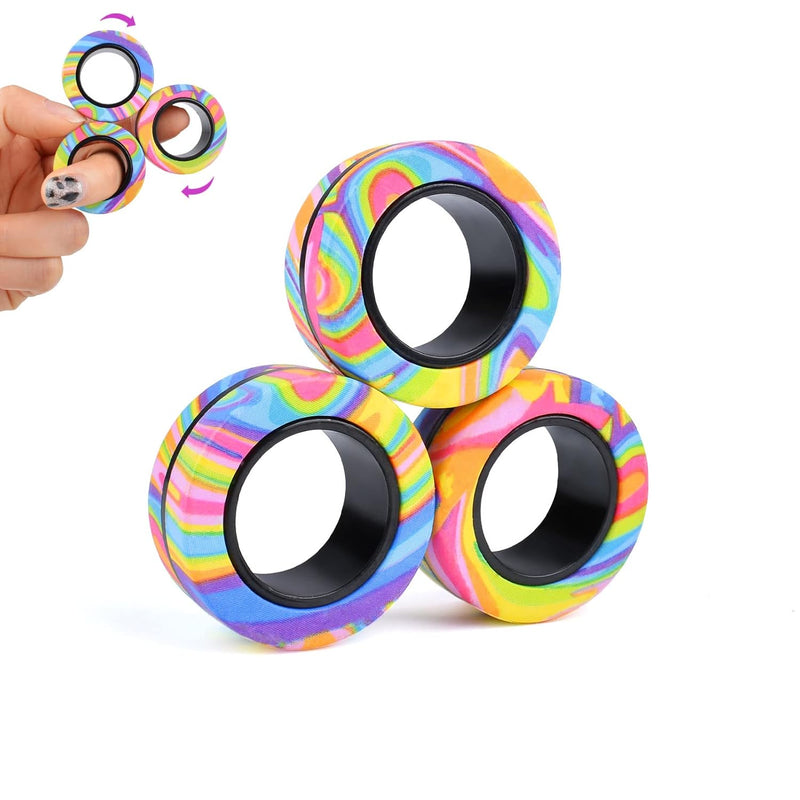 3Pcs Magnetic Rings Fidget Toy Set, Adhd Anxiety Magnetic Fidget Toys Adults F