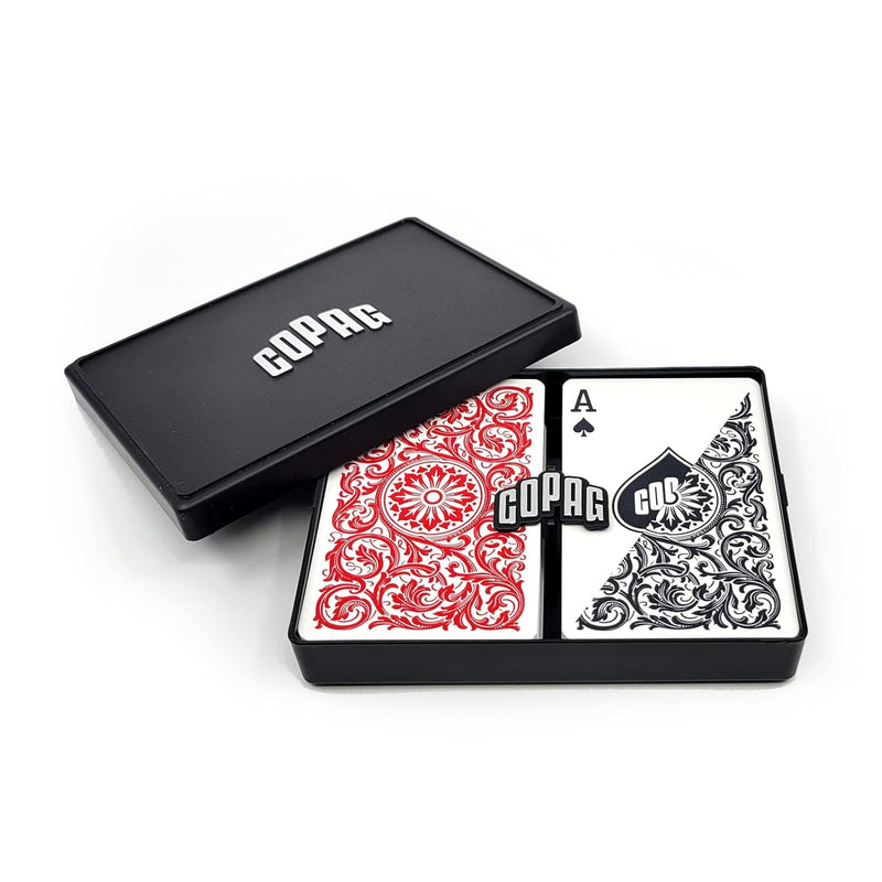 Copag 1546 Design 100% Plastic Playing Cards, Bridge Size (Narrow) Red/Blac