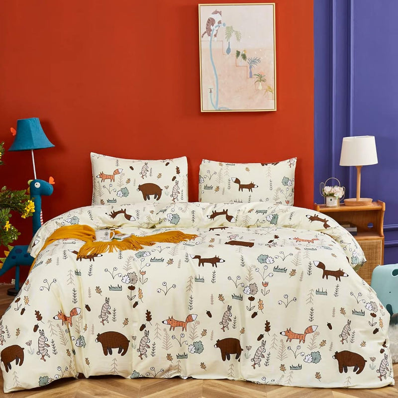 Kids Bedding Duvet Cover Set Twin Yellow Bear Bedding Sets Boys Girls Bedding