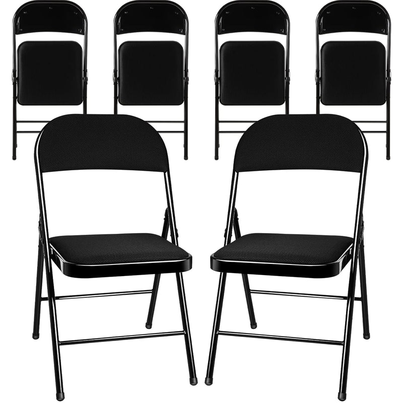 6 Pack Folding Chair Fabric Padded Metal Folding Chair Indoor Outdoor Foldable