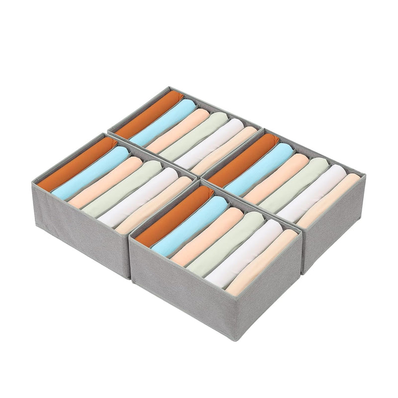 4 Pack Drawer Organizers For Clothing, T-Shirt Organizer For Closet, 6 Grids War
