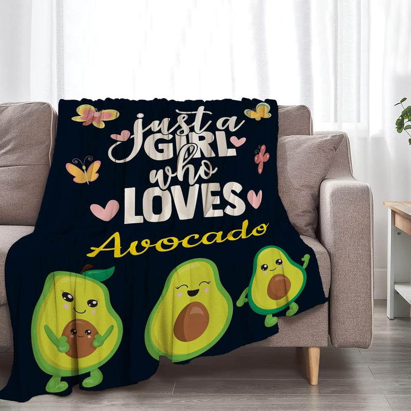 Just A Girl Who Loves Avocado Throw Blanket For All Season Super Soft Warm Flu