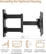 Full Motion Articulating TV Wall Mount, with Swivel and Tilt, for 26" to 55" TVs and Flat Panels up to 80 Lbs, VESA Compatible, Black