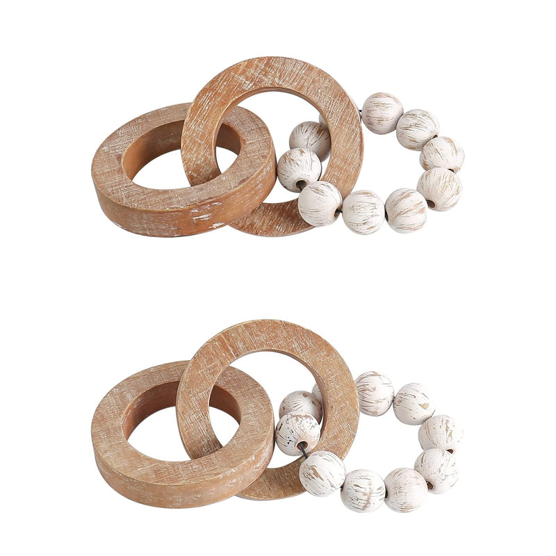 Rustic Wood Chain Link For Home Decor, Handmade Carved 3 Link Wood Knot & Wood