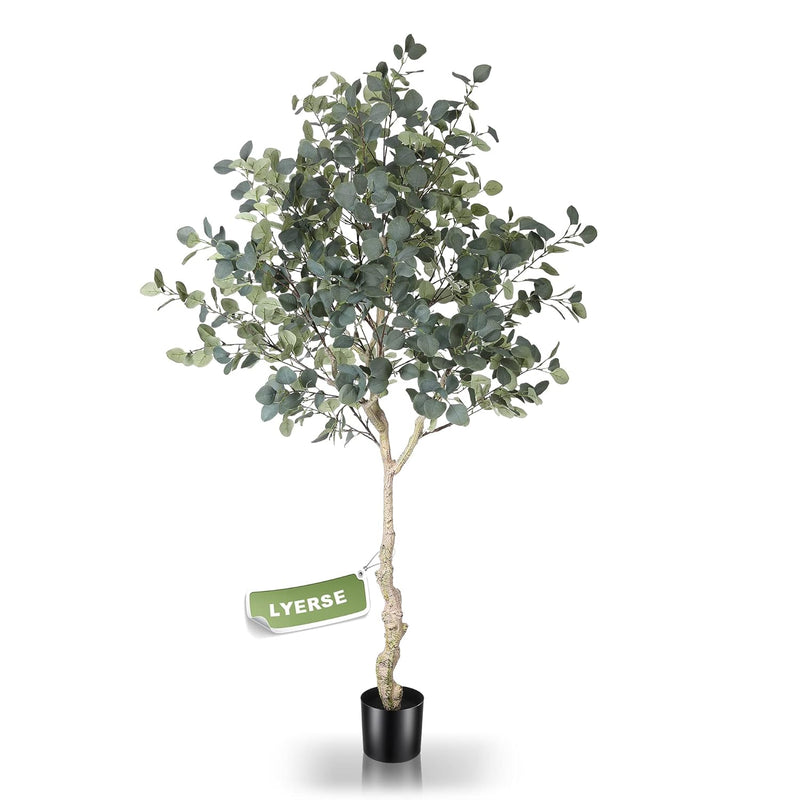 6Ft Artificial Eucalyptus Tree In Plastic Nursery Pot, Tall Faux Eucalyptus St