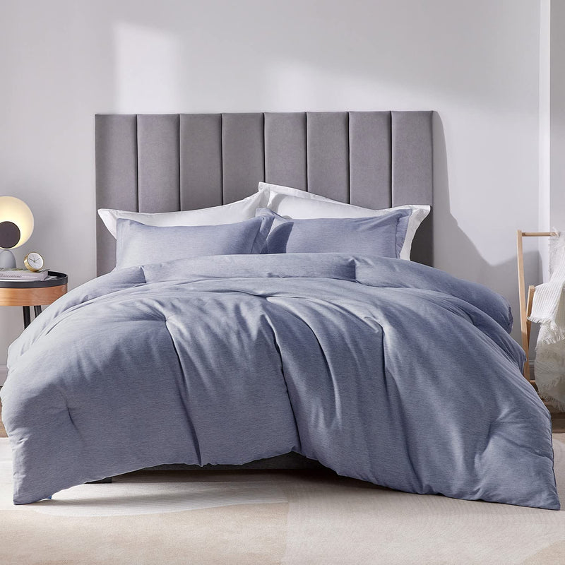 King Size Comforter Set - 3 Pieces Blue Soft Luxury Cationic Dyeing Bedding Comforter For All Season, Breathable Lightweight Fluffy Bed Set With 1 Comforter And 2 Pillow Shams