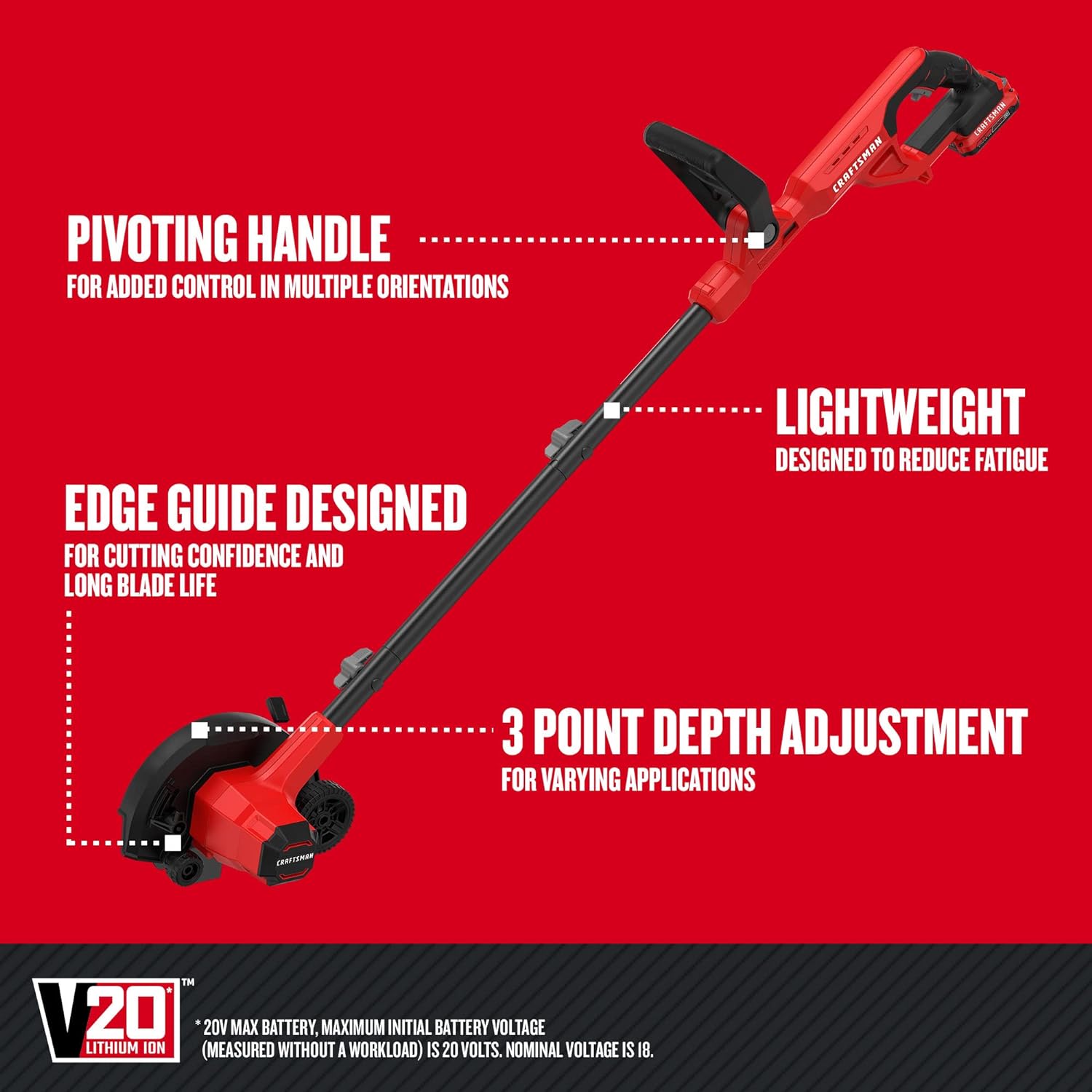 20V MAX Edger Lawn Tool, Cordless Lawn Edger with Battery & Charger In ...