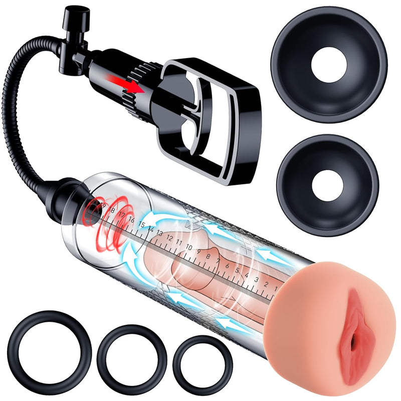 Penis Pump Sex Toys For Men - Manual Vacuum Penis Extender Male Sex Toys, Penis Pumps Penis Enlarger Adult Toys With Pocket Pussy, Penis Sleeve Cock Sexual Stimulation Device For Erection