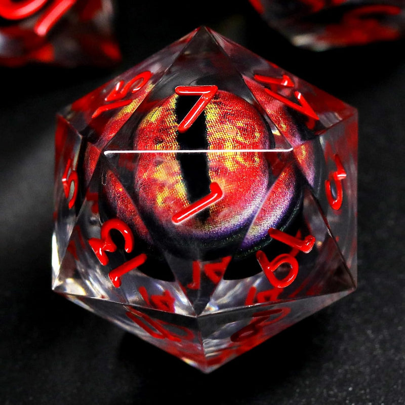 Liquid Core Dnd Dice, Dragon Eye Dice Set D&D Sharp Edge Resin Dungeons And