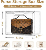 Purse Organizer for Closet,Clear Acrylic Display Case for Handbag Organizer, Purse Storage Box with Magnetic Door, Dustproof Storage Bins for Book, Collectibles, Cosmetic (5 Pack)