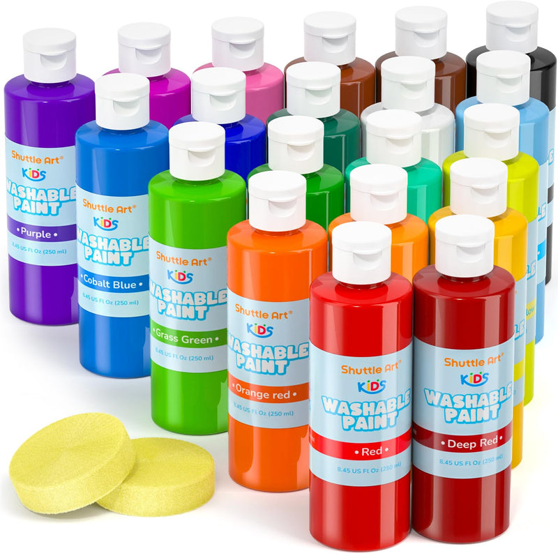 20 Color Tempera Paint Set for Kids, 8.45 oz Washable & Non-Toxic Art Paint