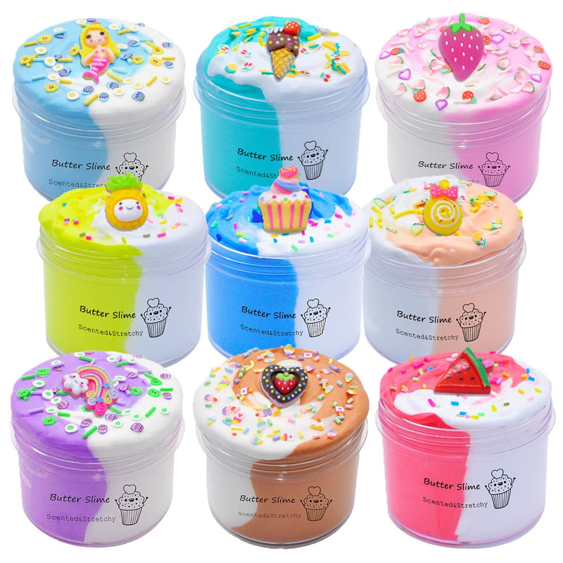 Butter Slime Kit Two Toned 9 Packed For Girl Boys Party Favors Toys, Stocking