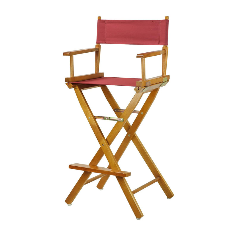 30" Director'S Chair Honey Oak Frame-With Burgundy Canvas, Bar Height