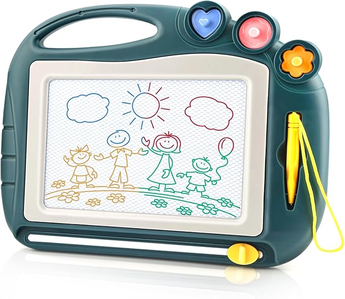 Magnetic Drawing Board for Kids with Stamps and Erasable Doodle Screen