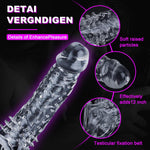 Penis Sleeve, Reusable Penis Extender Super Thick Realistic Textured Sheath Pennis Sleeve Girth Enhancer For Men, Delay Ejaculation Shaft Ring Sheath Elastic Gift For Men Sex Toys -Clear