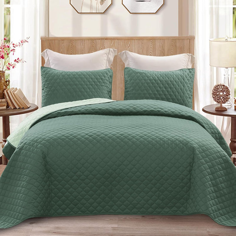 Ultrasonic Full Queen Quilt Bedding Set With Pillow Shams, Lightweight Quilts