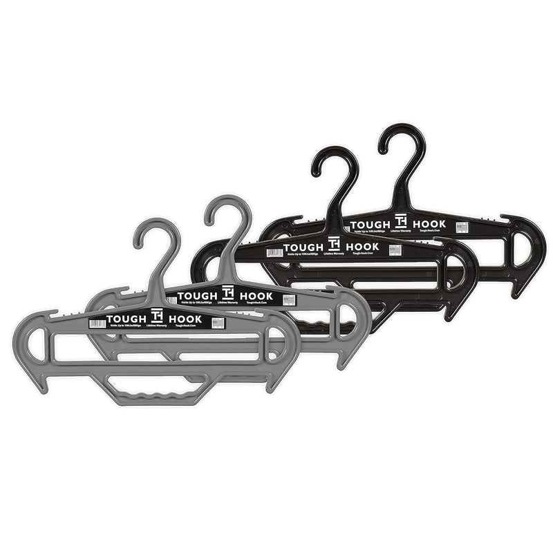 Tough Hanger Xl Max Pack | Set Of 4 | 2 Black And 2 Grey | Usa Made