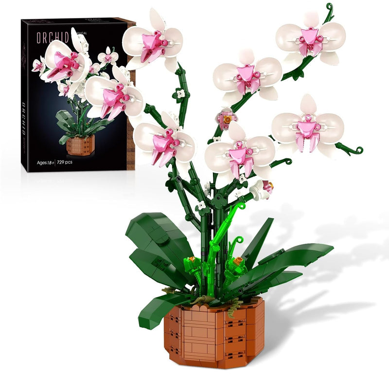 Flower Building Blocks Set, 729 Pcs Orchid Toy Building Sets With Led Light