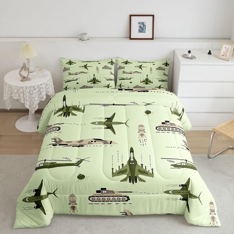 3D Army Helicopter Comforter Airplane Tank Comforter Set For Kids Boys Girls T
