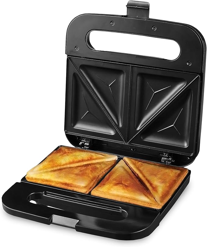 Electric Sandwich Maker with Non-Stick Plates, Indicator Lights, Cool Touch Handle, Easy to Clean and Store, Perfect for Cooking Breakfast, Grilled Cheese, Tuna Melts and Snacks, Black