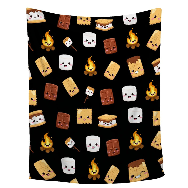 Cute S'Mores Blanket Lightweight Plush Fuzzy Throw Super Soft Flannel Fleece T