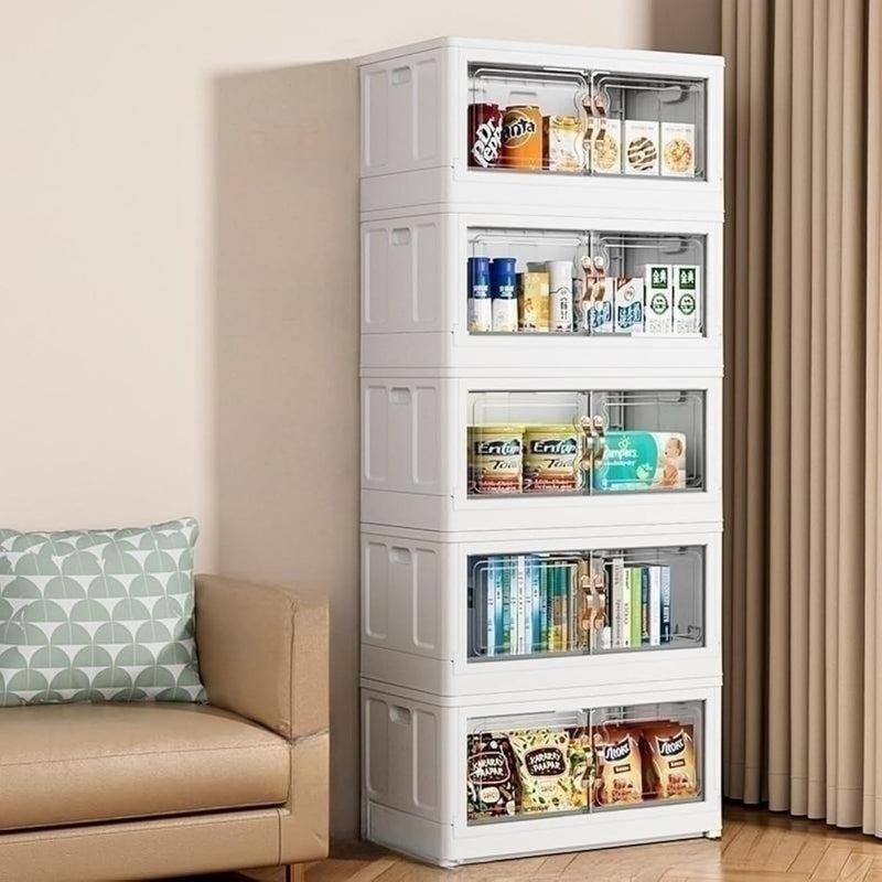 Storage Bins With Lids- 5 Packs 20Gal Plastic Collapsible Storage Bins, Closet O