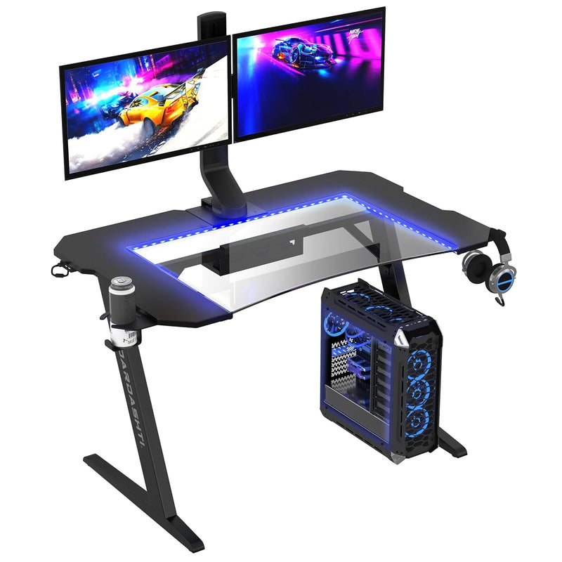 Dardashti Pc Computer, Home Office Gaming Table Z Shaped Gamer Workstation Wit