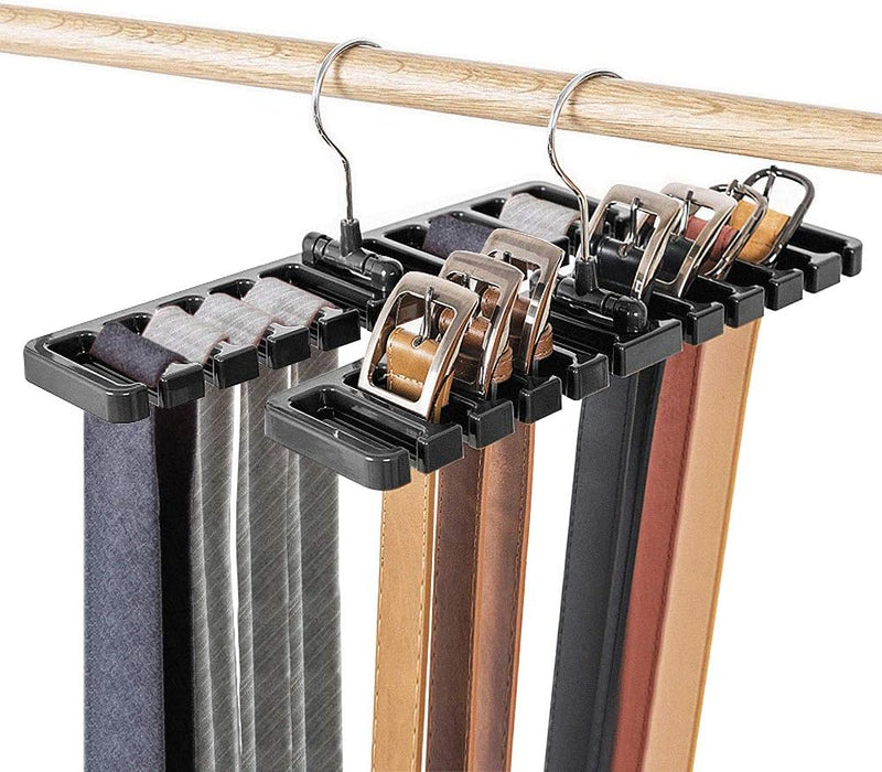 2 PCS Belts Rack, Storage Organizer, Hanger, Holder - Closet tie Racks Hangers Sturdy for Men Women, Black