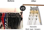 12 Pack Heavy Duty Add on Metal Pants Skirt Hangers, Stackable Add-on Metal Clothes Hangers with 2-Adjustable Clips, Cascading Clip Hangers Space Saving for Jeans, Slacks
