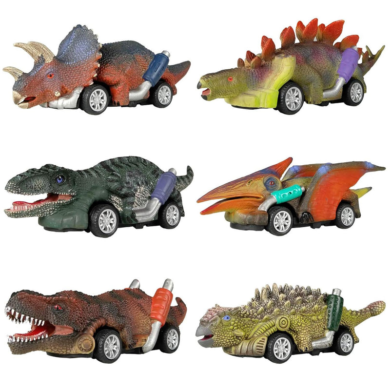 Dinosaur Toy Pull Back Cars,6 Pack Dino Toys For 3 Year Old Boys Girls And