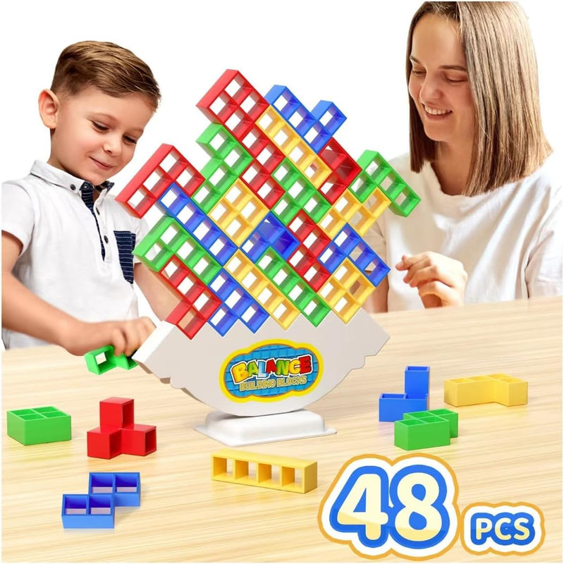 48-Piece Balance Stacking Blocks Game for Kids and Family Play