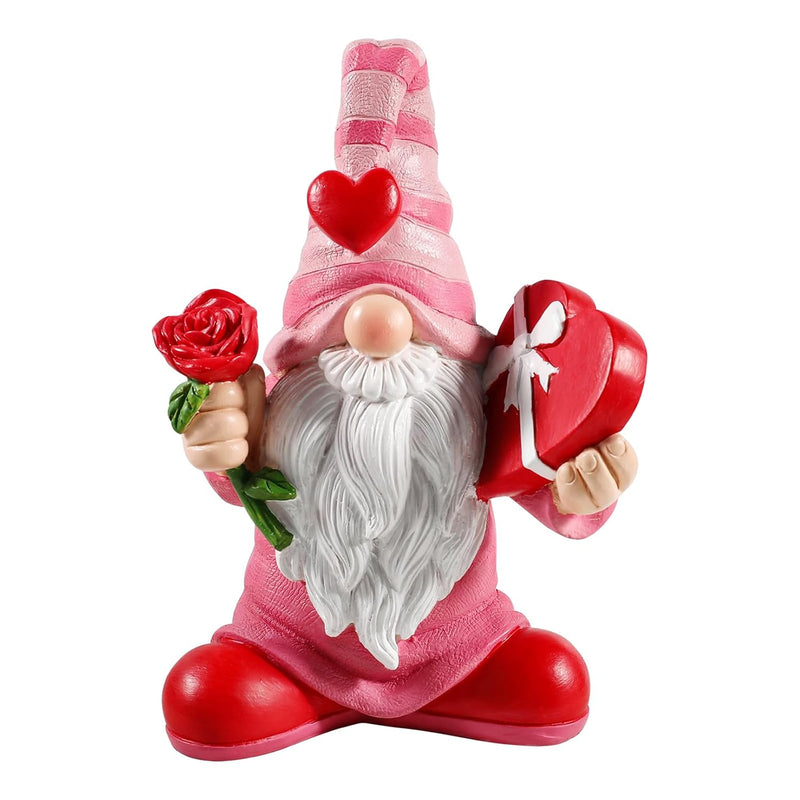 7.1"X5.1" Larger Valentines Day Gnome - Valentine'S Day Decor Gifts Pink Resin