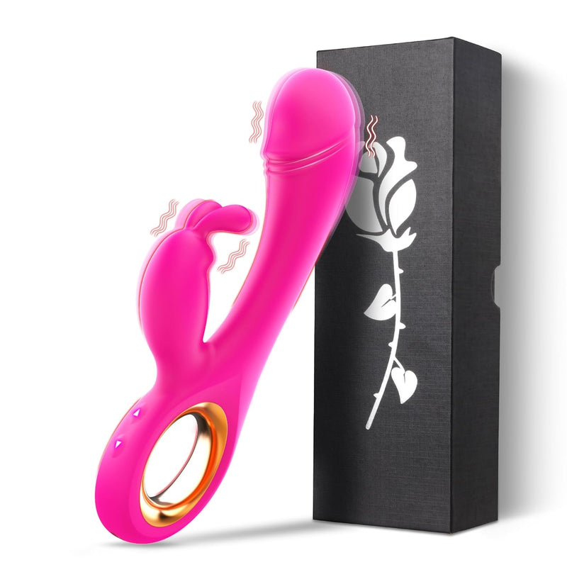 Rabbit Vibrator Sex Toys For Women, G Spot Clitoral Anal Nipple Vibrating Realistic Dildo Stimulator With 7 Powerful Independent Modes, Adult Sex Toys For Women Or Couples (Pink)