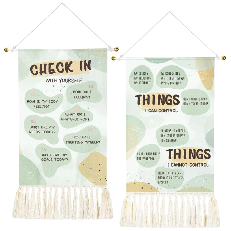 2 Pieces Mental Health Tapestry Positive Self Care Wall Art Canvas Therapy Anx