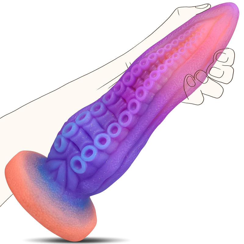 9.6" Fantasy Dildo Tentacle Dildo Alien Sex Toys, Luminous Giant Monster Dildo Tapered Colorful Dildos, Silicone Dildos Octopus Dildo With Suction Cup, Glitter Animal Dildo Adult Toys For Women & Men