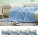 Large Flannel Fleece Throw Blanket, 50X70 Inches Soft Jacquard Weave Leaves Pattern Blanket For Couch, Cozy, Warm, Lightweight And Decorative Baby Blue Blanket