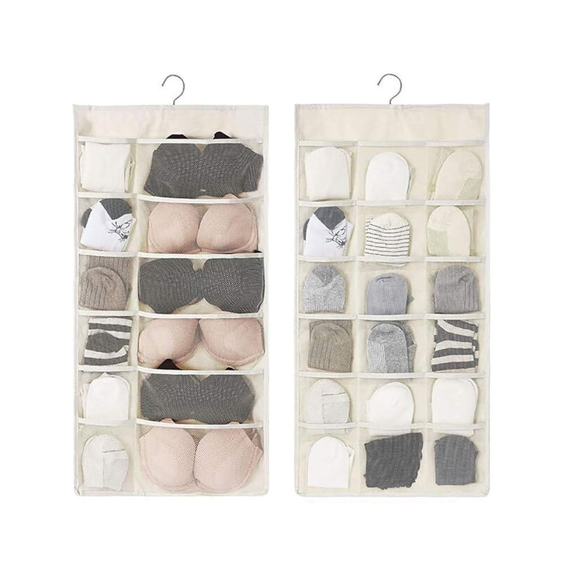 Closet Hanging Organizer With Mesh Pockets & Rotating Metal Hanger,Dual Sided Wa