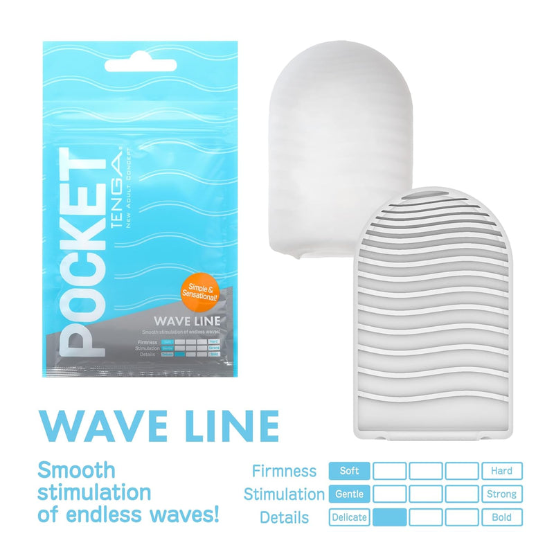 Pocket , Disosable, Manual, One-Time Use, Easy Portable Male Masturbator Sleeve, Wave Line (Pack Of 5)